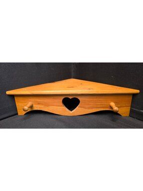 Vintage Heart Cutout Corner Wooden Wall Shelf Cottage Core Decor